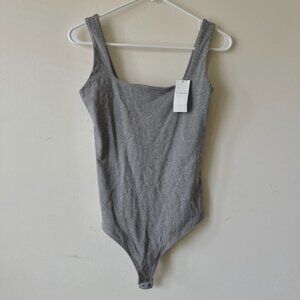 NWT Abercrombie & Fitch Light Heather Gray Soft Squareneck Bodysuit Tank- Medium